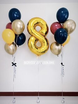 ลูกโป่ง วันเกิดเด็ก ช่อลูกโป่ง 6 ลูก 2 ช่อ พร้อมตกแต่ง ฟอยล์ตัวเลข ขนาด 40" 1 ชิ้น สามารถเปลี่ยนสีลูกโป่ง/เปลี่ยนสี-ฟอยล์ตัวเลขได้