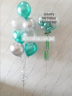 ลูกโป่ง วันเกิด Bubble USA ขนาด 24" พร้อม ช่อลูกโป่ง ช่อ 7 ลูก 1 ช่อ พร้อมตกเเต่ง สามรถเปลี่ยนสีลูกโป่ง/เปลี่ยนขนาด/เปลี่ยนข้อความได้