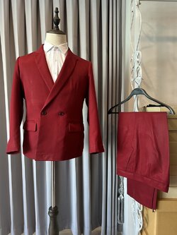 พร้อมเช่า สูทหญิง สูทสีแดง ทรงเข้ารูป สูทแฟชั่น รุ่น 2 กระดุม พลัสไซส์