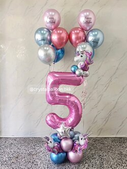 ลูกโป่ง วันเกิดเด็ก ช่อลูกโป่งสีโครเมี่ยม ช่อ 5 ลูก 2 ช่อ พร้อม ฟอยล์ตัวเลข ขนาด 40" ตั้งฐาน 1 ชิ้น พร้อมตกแต่ง สามารถเปลี่ยนสีลูกโป่ง/เปลี่ยนข้อความ/เปลี่ยนสี-ฟอยล์ตัวเลขได้