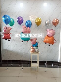 ลูกโป่ง วันเกิดเด็ก Theme Peppa Pig พร้อมตกแต่ง ลูกโป่งตั้งพื้น/วางเดี่ยว 6 ลูก สามารถเปลี่ยนสีลูกโป่ง/เปลี่ยนฟอยล์ตกแต่งได้