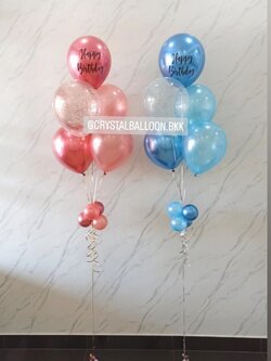 ลูกโป่ง วันเกิด ช่อลูกโป่ง ช่อ 5 ลูก 2 ช่อ Theme โรสโกล-ฟ้า พร้อมตกเเต่ง สามารถเปลี่ยนสีลูกโป่ง/เปลี่ยนข้อความได้