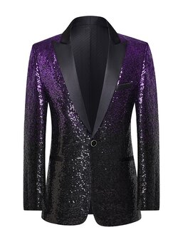 Pre-order เสื้อสูทชาย สูทแฟชั่น สูทกลิตเตอร์ ไล่สี สีม่วงดำ