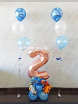 ลูกโป่ง วันเกิดเด็ก ฟอยล์ตัวเลข ขนาด 40" ตั้งฐาน 1 ชิ้น พร้อม ช่อลูกโป่ง ช่อ 3 ลูก 2 ช่อ พร้อมตกแต่ง สามารถเปลี่ยนสีลูกโป่ง/เปลี่ยนข้อความ/เปลี่ยนสี-ฟอยล์ตัวเลขได้