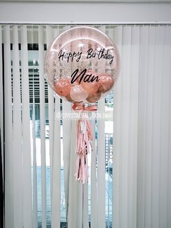 ลูกโป่ง วันเกิด Bubble ขนาด 24" สียอดนิยม ลูกโป่งใส ใส่กลิตเตอร์ พร้อมตกเเต่ง สามารถเปลี่ยนสีลูกโป่ง/เปลี่ยนข้อความ/เปลี่ยนขนาดได้