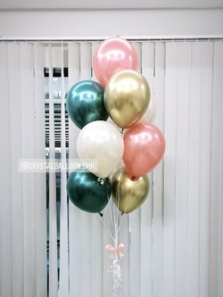 ลูกโป่ง แสดงความยินดี ช่อลูกโป่งโครเมี่ยม ช่อ 9 ลูก 1 ช่อ พร้อมตกแต่ง สามารถเปลี่ยนสีลูกโป่งได้