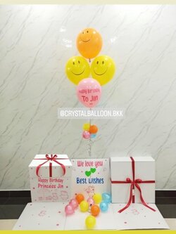 Happy Birthday Surprised Box กล่องเซอร์ไพรส์วันเกิด พร้อมตกแต่ง ลูกโป่ง 4 ลูก สามารถใส่รูปได้ 2 ใบ สามารถเปลี่ยนสีลูกโป่ง/เปลี่ยนสีข้อความได้