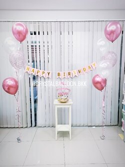 ลูกโป่ง วันเกิด ช่อลูกโป่ง ช่อ 5 ลูก 2 ช่อ พร้อม ป้ายธง Happy Birthday พร้อมตกแต่ง Bubble ขนาด 18" สามารถใส่เงินได้ สามารถเปลี่ยนสีลูกโป่ง/เปลี่ยนข้อความ/เปลี่ยนสี-ป้ายธงได้