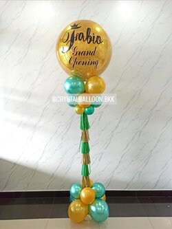เสาลูกโป่ง เปิดร้าน Bubble ขนาด 36" กลิตเตอร์สีทอง 1 เสา พร้อมตกแต่ง สามารถเปลี่ยนสีลูกโป่ง/เปลี่ยนข้อความได้