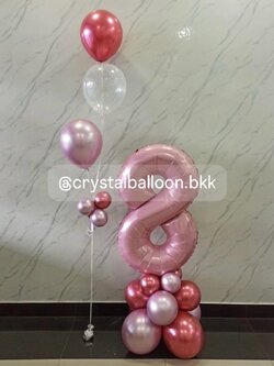 ลูกโป่ง วันเกิดเด็ก ฟอยล์ตัวเลข ขนาด 40" ตั้งฐาน 1 ชิ้น พร้อม ช่อลูกโป่ง ช่อ 3 ลูก 1 ช่อ ธีมสีชมพู พร้อมตกแต่ง สามารถเปลี่ยนสีลูกโป่ง/เปลี่ยนสี-ฟอยล์ตัวเลข/เปลี่ยนฟอยล์ตกแต่งได้