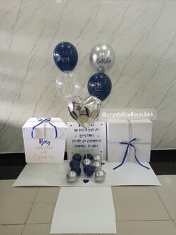 Happy Birthday Surprised Box กล่องเซอร์ไพรส์วันเกิด ฟอยล์หัวใจ ขนาด 18" 1 ชิ้น พร้อม ลูกโป่งใส ใส่ Confetti พร้อมตกแต่ง สามารถใส่รูปได้ 2 ใบ สามารถเปลี่ยนสีลูกโป่ง/เปลี่ยนสีข้อความ/เปลี่ยนฟอยล์ตกเเต่งได้