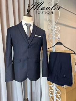 พร้อมเช่า ชุดสูทชาย สีกรมท่า 2 กระดุม พร้อมเสื้อกั๊ก พลัสไซส์