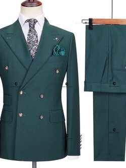 พร้อมเช่า ชุดสูทชาย สีเขียวเข้ม 4 กระดุม (ไม่มีเสื้อกั๊ก)