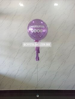 ลูกโป่ง แสดงความยินดี Bubble ขนาด 24" กลิตเตอร์สีม่วง 1 ลูก พร้อมตกแต่ง สามารถเปลี่ยนสีลูกโป่ง/เปลี่ยนข้อความ/เปลี่ยนขนาดได้