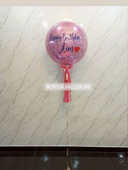 ลูกโป่ง วันเกิด Bubble ขนาด 24'' กลิตเตอร์สีชมพู พร้อมตกแต่ง สามารถเปลี่ยนสีลูกโป่ง/เปลี่ยนข้อความได้