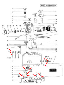 วอซเซอร์ 8 ปั๊มน้ำ มิตซู WP-85, WP-105, WP-155, WP-205, WP-255, WP-305, WP-355, WP-405, EP-155, EP-205, EP-255, EP-305, EP-355, EP-405, CP-255, CP-405, IP-505 Pn.H04302E01 (ราคา/ชิ้น-) (แท้)