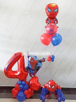 ลูกโป่ง วันเกิดเด็ก Theme Spider Man 4D 1 ชิ้น พร้อม ช่อลูกโป่ง Spider Man ช่อ 5 ลูก 1 ช่อ,ฟอยล์ตัวเลข 40" ตั้งฐาน 1 ชิ้น,ฟอยล์ Spider Man 1 ชิ้น,ฟอยล์หัวใจ 18" 1 ชิ้น พร้อมตกแต่ง สามารถเปลี่ยนสีลูกโป่ง/เปลี่ยนข้อความ/เปลี่ยนสี-ฟอยล์ตกแต่งได้