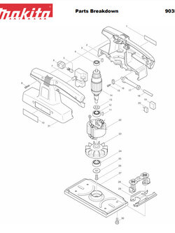 9035 เครื่องขัดกระดาษทรายแบบสั่น-ผืนผ้า Makita Spare Parts