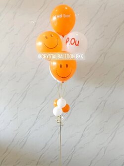 ลูกโป่ง เยี่ยมไข้ ช่อลูกโป่ง ช่อ 5 ลูก 1 ช่อ Theme สีส้ม พร้อมตกแต่ง สามารถเปลี่ยนสีลูกโป่ง/เปลี่ยนข้อความได้