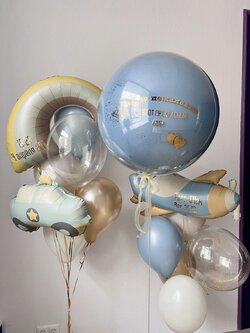 ลูกโป่ง วันเกิดเด็ก ลูกโป่งยาง ขนาด 24" สีDusk Blue 1 ลูก พร้อม ช่อลูกโป่งฟอยล์สายรุ้ง 1 ชิ้น พร้อม ฟอยล์รถตำรวจ 1 ชิ้น ช่อ 7 ลูก 1 ช่อ พร้อม ช่อลูกโป่งฟอยล์เครื่องบิน 1 ชิ้น ช่อ 6 ลูก 1 ช่อ พร้อมตกแต่ง สามารถเปลี่ยนสีลูกโป่ง/เปลี่ยนข้อความ/เปลี่ยนสี