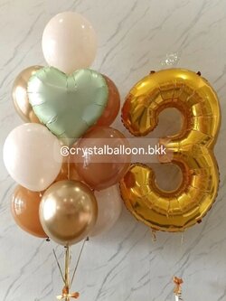 ลูกโป่ง วันเกิดเด็ก ช่อลูกโป่งฟอยล์หัวใจ ช่อ 10 ลูก 1 ช่อ พร้อมฟอยล์ตัวเลข ขนาด 40" 1 ชิ้น ธีมสีทอง พร้อมตกเเต่ง สามารถเปลี่ยนสีลูกโป่ง/เปลี่ยนฟอยล์ตกแต่งได้