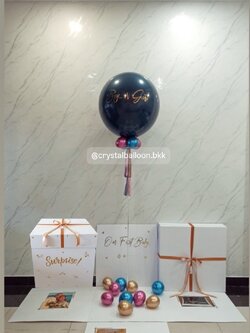 Gender Reveal Surprised Box กล่องเซอร์ไพรส์ทายเพศ ลูกโป่งยาง ขนาด 24" พร้อมตกแต่ง สามารถใส่รูปได้ 4 ใบ สามารถเปลี่ยนสีลูกโป่ง/เปลี่ยนข้อความได้