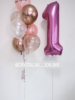 ลูกโป่ง วันเกิดเด็ก ช่อลูกโป่ง 7 ลูก 1 ช่อ พร้อม ฟอยล์ตัวเลข ขนาด 40" 1 ชิ้น พร้อมตกแต่ง ลูกโป่งใส ใส่กลิตเตอร์ สามารถเปลี่ยนสีลูกโป่ง/เปลี่ยนข้อความ/เปลี่ยนสี-ฟอยล์ตัวเลขได้