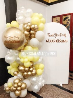 Organic Backdrop ฉาก U คว่ำ (ฉากสีขาว) ขนาด กว้าง 1 เมตร สูง 180 ซม. พร้อมตกแต่ง สามารถเปลี่ยนสีลูกโป่ง/เปลี่ยนข้อความ/เปลี่ยนสี-ฉากได้