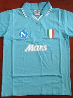 เสื้อฟุตบอล ทีมสโมสรนาโปลี ชุดเหย้า เรโทร 1980s ใหม่ M-Size / NAPOLI Football Shirt Retro Home Kit 1980s Jersey NEW M-Size