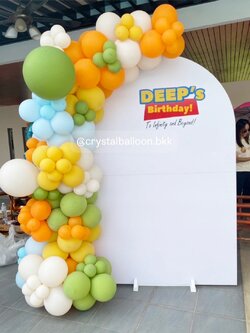 Organic Backdrop วันเกิดเด็ก ฉาก U คว่ำ ขนาด สูง 2.2 เมตร กว้าง 140 ซม. (ฉากสีขาว) พร้อมตกแต่ง สามารถเปลี่ยนสีลูกโป่ง/เปลี่ยนข้อความ/เปลี่ยนสี-ฉากได้