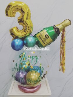 ลูกโป่ง วันครบรอบ Happy Anniversary Bubble ขนาด 18" พร้อมตกแต่ง ฟอยล์ตัวเลข ขนาด 16" 1 ชิ้น,ฟอยล์ตกแต่ง 1 ชิ้น สามารถเปลี่ยนสีลูกโป่ง/เปลี่ยนข้อความ/เปลี่ยนขนาดได้