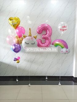 ลูกโป่ง วันเกิดเด็ก Theme Unicorn ช่อลูกโป่งฟอยล์หัวใจ ขนาด 18" ช่อ 7 ลูก 1 ช่อ พร้อม ฟอยล์ตัวเลข ขนาด 40" 1 ชิ้น พร้อมตกแต่ง ฟอยล์สายรุ้ง 1 ชิ้น สามารถเปลี่ยนสีลูกโป่ง/เปลี่ยนข้อความ/เปลี่ยนสี-ฟอยล์ตัวเลข-ฟอยล์ตกแต่งได้