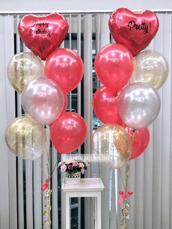 ลูกโป่ง วันเกิด ช่อลูกโป่งหัวใจ ขนาด 18" สีแดง 2 ช่อ พร้อม ลูกโป่งใส ใส่ กลิตเตอร์ พร้อมตกเเต่ง สามารถเปลี่ยนสีลูกโป่ง/เปลี่ยนข้อความได้