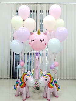 ลูกโป่ง วันเกิดเด็ก ช่อลูกโป่งสีพาสเทล ช่อ 7 ลูก 2 ช่อ พร้อม ลูกโป่ง Unicorn ขนาด 18" 1 ชิ้น พร้อม ฟอยล์ Unicorn ตั้งพื้น 2 ชิ้น พร้อมตกเเต่ง สามารถเปลี่ยนสีลูกโป่ง/เปลี่ยนข้อความ/เปลี่ยนฟอยล์ตกแต่งได้