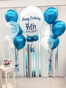 ลูกโป่ง วันเกิด ลูกโป่งยาง ขนาด 24" สีขาว พร้อม ช่อลูกโป่ง ช่อ 5 ลูก 2 ช่อ พร้อมตกเเต่ง สามารถเปลี่ยนสีลูกโป่ง/เปลี่ยนข้อความ/เปลี่ยนขนาดได้