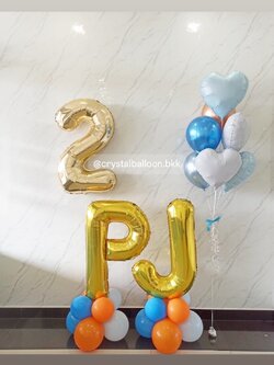 ลูกโป่ง วันเกิดเด็ก ช่อลูกโป่ง ช่อ 7 ลูก 1 ช่อ พร้อม ฟอยล์หัวใจ ขนาด 18" 4 ชิ้น,ลูกโป่ง 12" 3 ลูก พร้อมฟอยล์ตัวเลข ขนาด 40" 1 ชิ้น พร้อม ฟอยล์อักษร 40" 2 ชิ้น พร้อมตกแต่ง สามารถเปลี่ยนสีลูกโป่ง/เปลี่ยนข้อความ/เปลี่ยนฟอยล์ตกแต่งได้