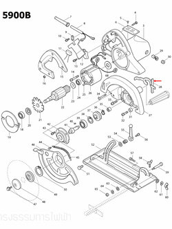 ก้านล๊อคใบ เลื่อยวงเดือน Makita มากีต้า 5900B [#28] Pn.163102-4 (แท้) ##