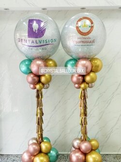 เสาลูกโป่ง เปิดงาน Bubble ขนาด 36" กลิตเตอร์สีเงิน 2 เสา พร้อมตกแต่ง สามารถเปลี่ยนสีลูกโป่ง/เปลี่ยนข้อความได้