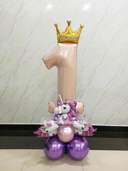 ลูกโป่งเซอร์ไพรส์วันเกิด ฟอยล์ตัวเลขตั้งฐาน 1 ชิ้น สีชมพู พร้อมตกแต่ง สามารถเปลี่ยนสีลูกโป่ง/เปลี่ยนข้อความได้