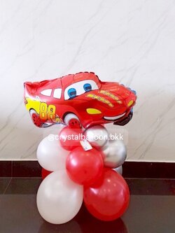 ลูกโป่ง วันเกิดเด็ก ฟอยล์รถแข่งสีแดง ตั้งฐาน 1 ชิ้น พร้อมตกแต่ง สามารถเปลี่ยนสีลูกโป่ง/เปลี่ยนสี-ฟอยล์ตกแต่งได้