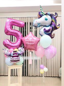 ลูกโป่ง วันเกิดเด็ก ช่อฟอยล์ Unicorn ช่อ 5 ลูก 1 ช่อ พร้อม ลูกโป่งลายหิน USA 1 ลูก,ฟอยล์ดาว ขนาด 24" 1 ชิ้น พร้อม ฟอยล์ตัวเลข ขนาด 40" ตั้งฐาน 1 ชิ้น พร้อมตกเเต่ง สามารถเปลี่ยนสีลูกโป่ง/เปลี่ยนข้อความ/เปลี่ยนสี-ฟอยล์ตัวเลข/เปลี่ยนฟอยล์ตกแต่งได้