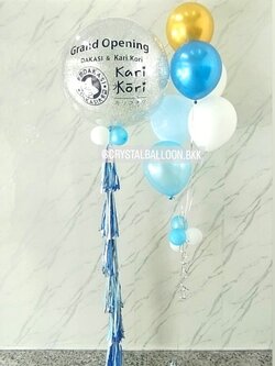 ลูกโป่ง เปิดร้าน Bubble ขนาด 36" กลิตเตอร์เงิน พร้อม ช่อลูกโป่ง ช่อ 6 ลูก 1 ช่อ พร้อมตกแต่ง สามารถเปลี่ยนสีลูกโป่ง/เปลี่ยนข้อความ/เปลี่ยนขนาดได้