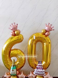 ลูกโป่งวันเกิด ฟอยล์ตัวเลข ขนาด 40" สีทอง 2 ชิ้น Theme ทอง - โรสโกล พร้อมตกแต่ง สามารถเปลี่ยนสีลูกโป่ง/เปลี่ยนสี-ฟอยล์ตัวอักษรได้