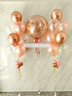 ลูกโป่ง Bride To Be Bubble ขนาด 24" กลิตเตอร์สีโรสโกล พร้อม ช่อลูกโป่ง ช่อ 10 ลูก 2 ช่อ พร้อมตกแต่ง สามารถเปลี่ยนสีลูกโป่ง/เปลี่ยนข้อความ/เปลี่ยนขนาดได้