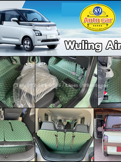 พรมปูพื้นรถยนต์ Wuling Air EV ปูพรม6D สีเขียวด้ายทอง เต็มคัน
