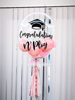 ลูกโป่ง รับปริญญา Bubble USA ขนาด 24" สีชมพู พร้อมตกแต่ง สามารถเปลี่ยนลูกโป่ง/เปลี่ยนข้อความได้