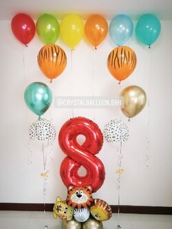 ลูกโป่ง วันเกิดเด็ก Theme Animals พร้อม ช่อลูกโป่ง ช่อ 3 ลูก 2 ช่อ พร้อม ฟอยล์ตัวเลข ขนาด 40" ตั้งฐาน 1 ชิ้น,ลูกโป่งลอยฝ้า 6 ลูก พร้อมตกเเต่ง สามารถเปลี่ยนสีลูกโป่ง/เปลี่ยน Theme ได้