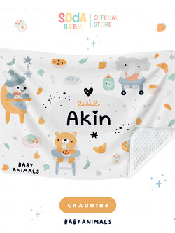 ผ้าห่มเด็ก ใส่ชื่อได้ ลาย BaByAnimals Cute Animal 🐘🐻 รหัส CKA00184 #CuteAnimal #ผ้าห่ม #SOdAbaby