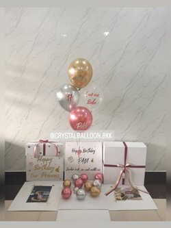 Happy Birthday Surprised Box กล่องเซอร์ไพรส์วันเกิด พร้อมตกแต่งลูกโป่ง 4 ลูก สามารถใส่รูปได้ 2 ใบ สามารถเปลี่ยนสีลูหโป่ง/เปลี่ยนสีข้อความได้