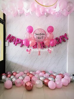 ลูกโป่ง วันเกิด Bubble ขนาด 24" Theme ชมพู พร้อม ช่อลูกโป่ง 5 ลูก 2 ช่อ,ฟอยล์ตัวอักษร Happy Birthday,ลูกโป่งโปรยพื้น 50 ลูก,ลูกโป่งลอยฝ้า 50 ลูก พร้อมตกแต่ง สามารถเปลี่ยนสีลูกโป่ง/เปลี่ยนข้อความ/เปลี่ยนขนาดได้